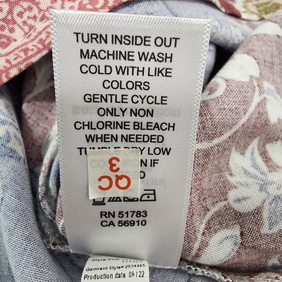 Maurices Womens Patchwork Peplum Tunic Top XL Smocked Boho Prairie Cottagecore - Picture 10 of 11